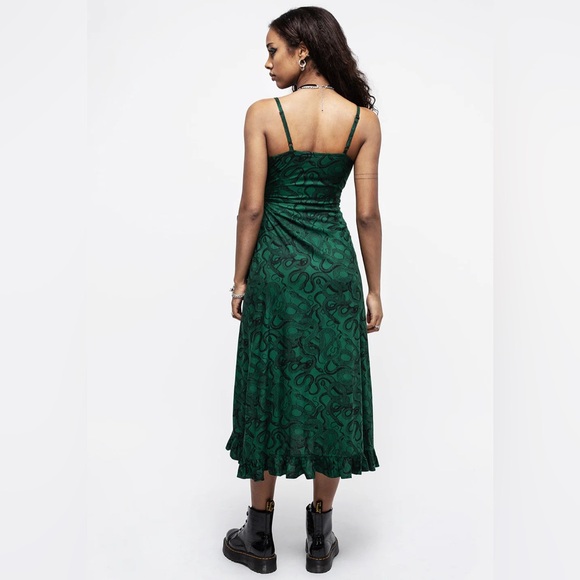Disturbia Ophidia Snake Print Cami Midaxi Wrap Dress - Green | US16 - Picture 2 of 3